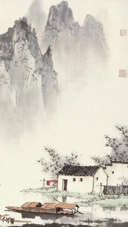 古风国画水墨画山水壁纸中国风#手机壁纸##锁屏壁纸