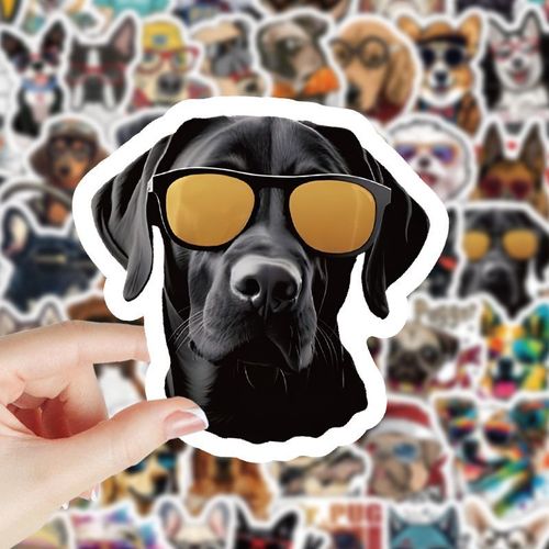 200张戴眼镜的时尚小动物贴纸卡通可爱小狗图案手账装饰防水贴画
