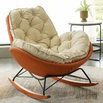 北欧懒人摇椅网红款沙发创意躺椅家用卧室阳台轻奢皮艺休闲摇摇椅