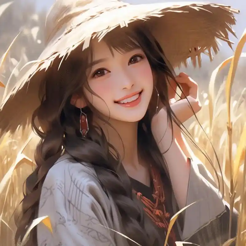 草帽女孩头像.微笑治愈系女孩头像#动漫头像 #仙气女生头像  - 抖音