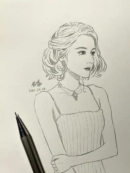 热巴短发绝绝子手绘练习53