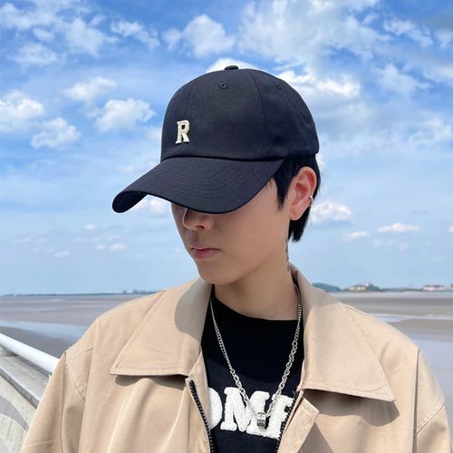 帽子男款夏季r字母鸭舌帽男潮流学生软顶棒球帽男士遮阳韩版百搭