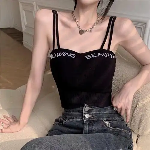 网红款上衣交叉美背小背心吊带防走光抹胸打底裹胸内衣女外穿文胸