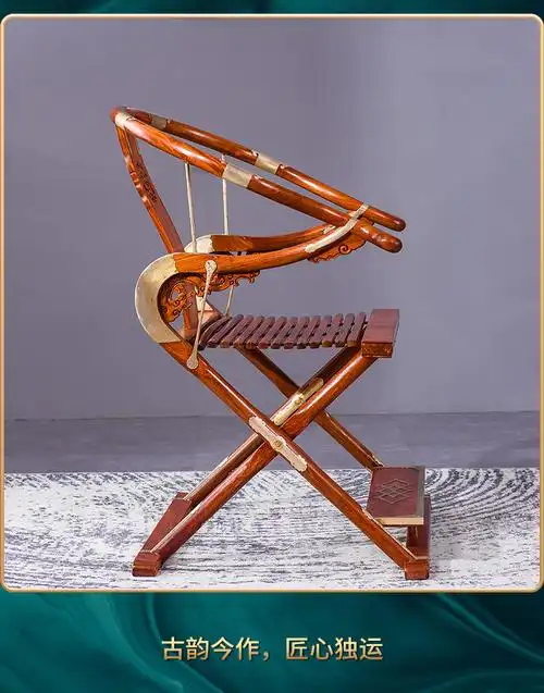 红木家具缅甸花梨木头把交椅中式折叠椅大果紫檀实木靠背椅洽谈椅三