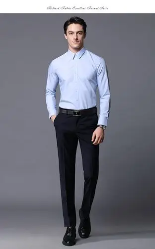 花花公子旗舰官方店白色西装衬衫男士长袖修身韩版免烫西服商务工装