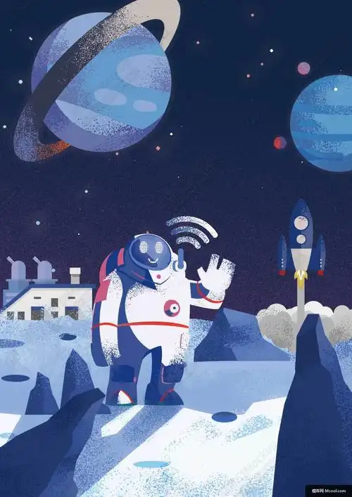 人工智能机器人未来科技科学卡通手绘漫画插画场景psd模板08