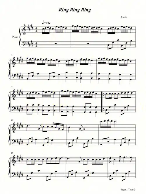 《ring ring ring》钢琴93正谱