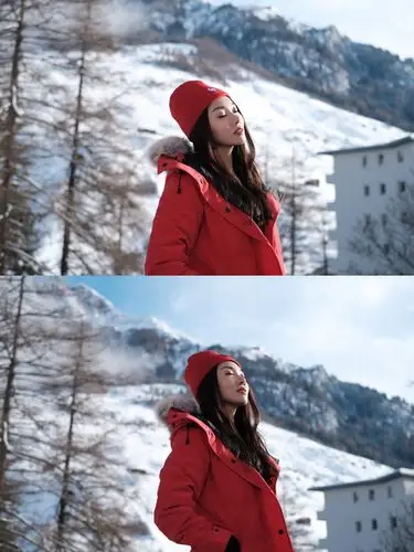 郑恺前女友程晓玥晒美照,穿红棉衣肌肤如雪,笑容比长腿还抢镜!