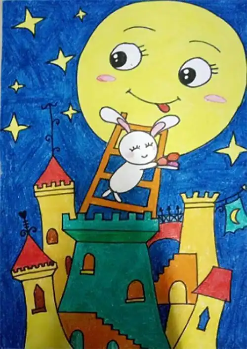 中秋节主题儿童画大全,充满童心的绘画!