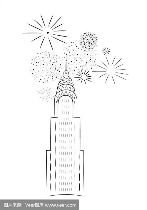 克莱斯勒大厦与烟花极简风格.新年前夜在纽约.