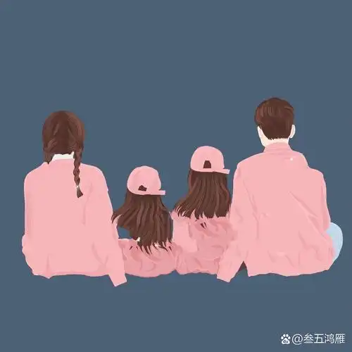 一家四口全家福头像 | 背景图