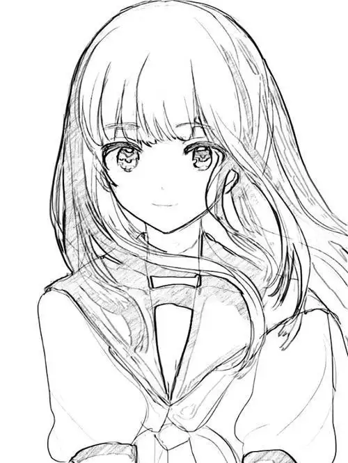 动漫美少女唯美简笔画