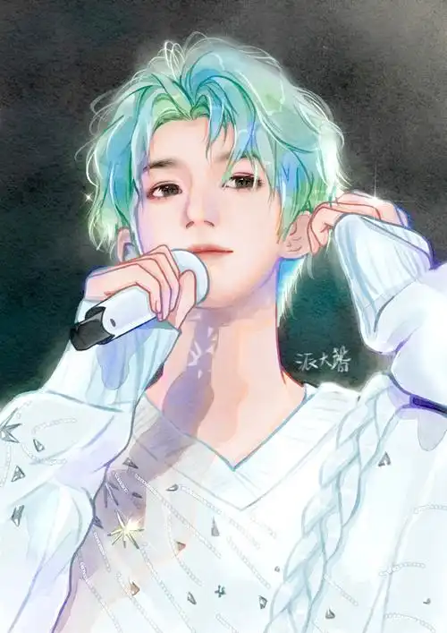 路人画的绿头发源源好好看哦#王源客厅狂欢巡演