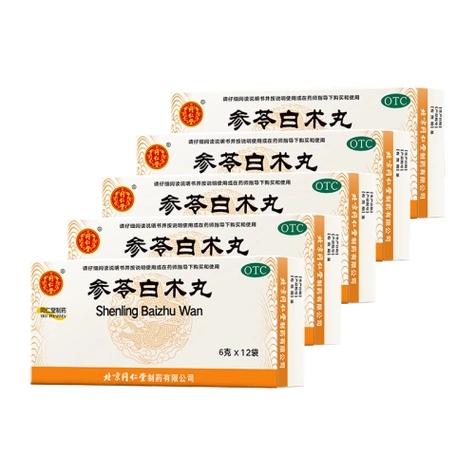 同仁堂 参苓白术丸6g*12袋/盒*5盒健脾 益气 用于体倦乏力 食少便溏