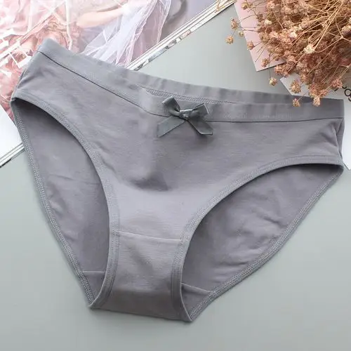 买5送1 舒适透气女低腰三角裤 简约纯棉少女黑白纯色女裤头有大码