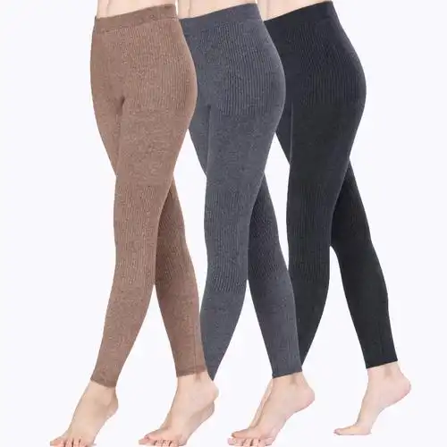 专柜正品无缝100%羊绒打底裤女内穿秋冬高腰弹力羊绒加厚保暖裤子