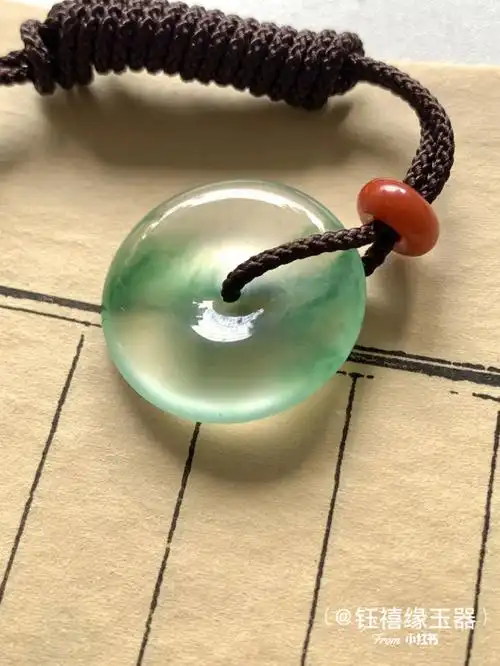 翡翠冰玻种飘花平安扣上身好看简单古朴