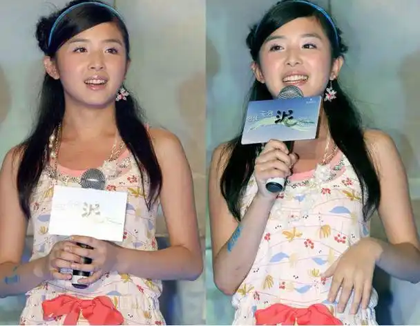 张含韵不管几岁都像少女带发卡配蝴蝶结一般人穿不出她这感觉