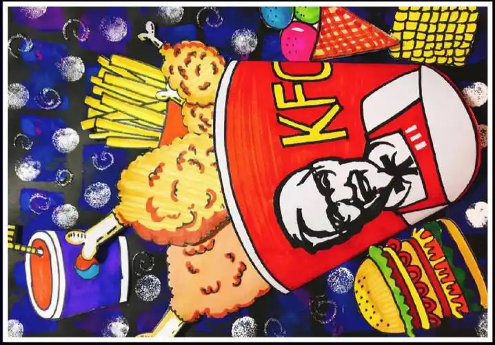 肯德基全家桶创意线描画