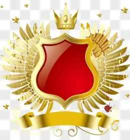矢量金色翅膀皇冠徽章