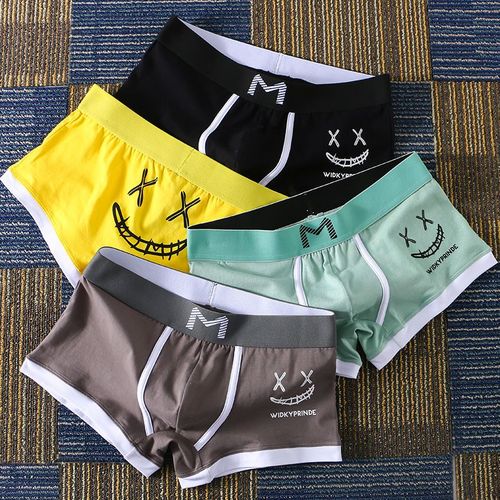 新品内裤男士内裤男平角裤纯棉青年学生潮流紧身性感男生四角裤头