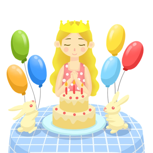 卡通小女孩生日背景素材