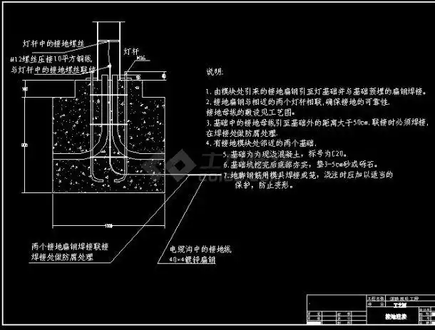 路灯基础接地做法