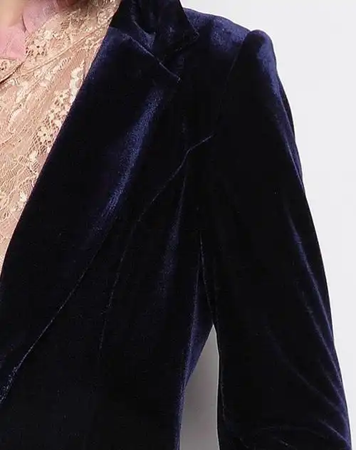 深紫蓝色时尚百搭翻领长袖外套