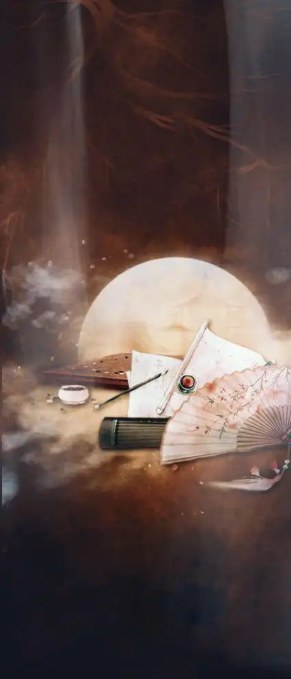 古风底图背景海报扇汜荩处理去水印