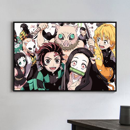 鬼灭之刃挂画数字油画动漫蝴蝶忍七柱 手工diy填色沙发背景装饰画