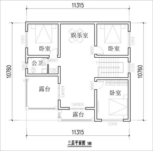 农村11米x11米自建房设计图房屋建筑施工图纸