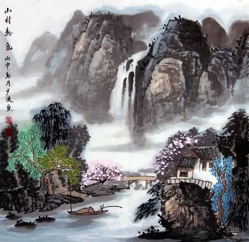 清华美院 卢少波 《山村春色》 国家一级美术师