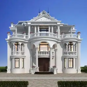 3308新农村三层法式豪华别墅设计图纸豪宅城堡自建房子拱形效果图