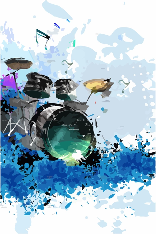 矢量水彩手绘音乐节艺术学校寒假招生海报