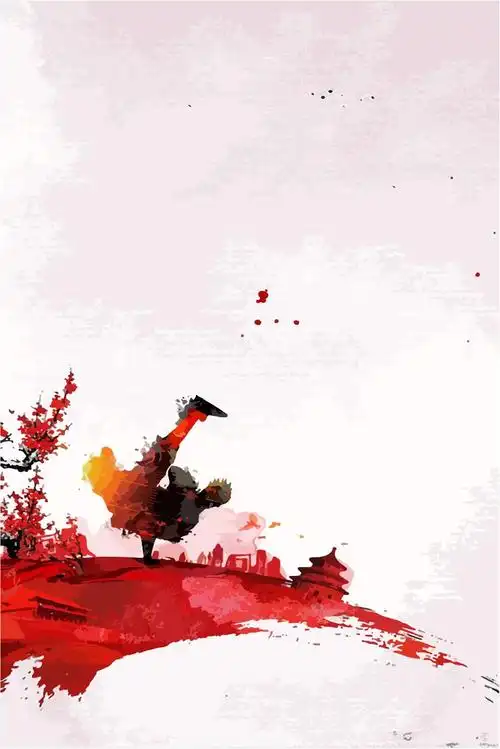 中国风手绘水墨街舞背景图