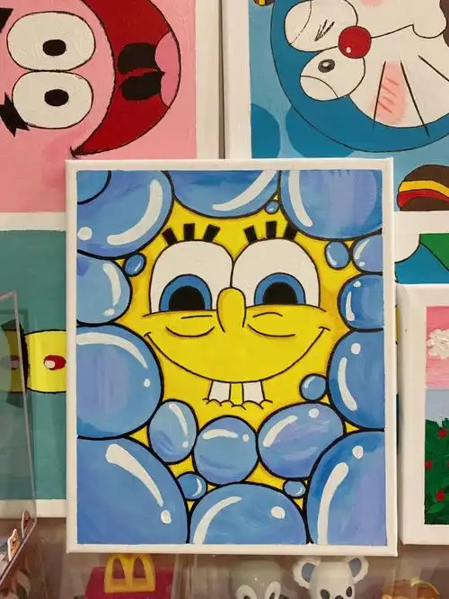 丙烯画颜料画儿童画海绵宝宝