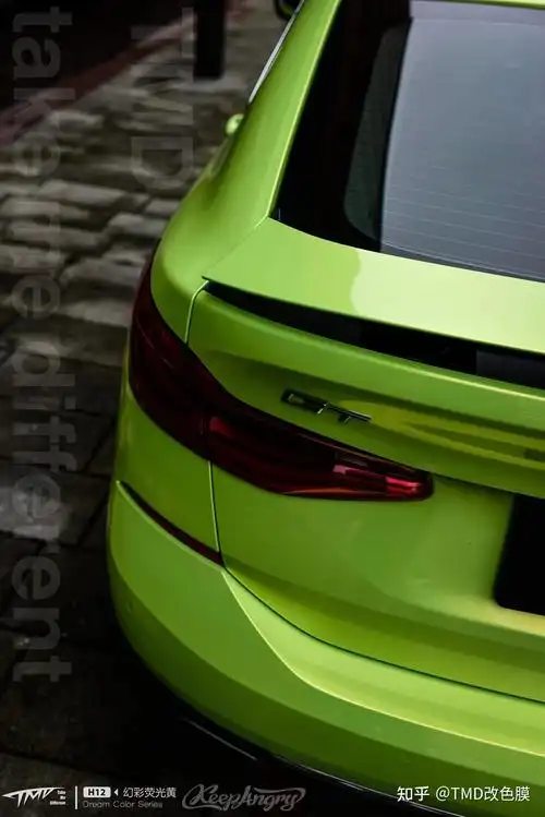 宝马630itmd潮牌改色膜幻彩荧光黄