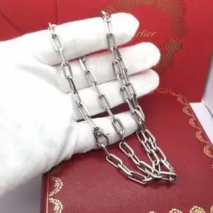 cartier卡地亚斯巴达大号项链18k白金男士项链