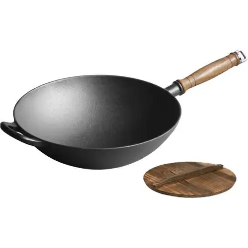 铁工房铸铁锅炒锅不粘锅老式尖底铁锅家用圆底生铁炒菜锅煤气灶用