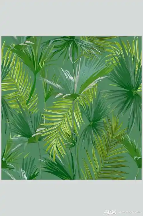 清新绿色热带花卉水果图片素材