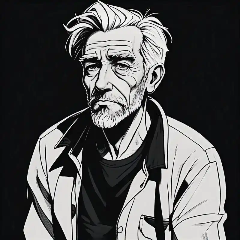 96 沧桑大叔的黑白素描头像 94