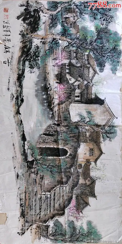 古镇-山水国画原作-7788商城__七七八八商品交易平台(7788.com)