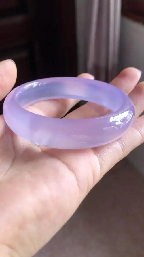 巴西冰种紫罗兰玉髓手镯冰紫水润强荧光