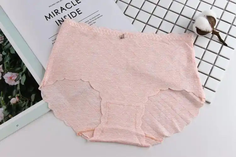 青年女士内裤rc彩棉中腰内裤女裤头裤衩三角裤有机棉提花钻饰无痕