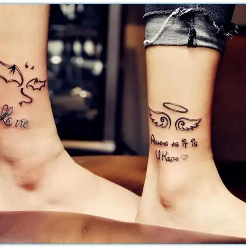 恶魔天使小情侣情侣纹身