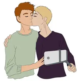 恋爱中的两个可爱的男孩