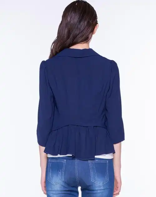 藏蓝色休闲上衣