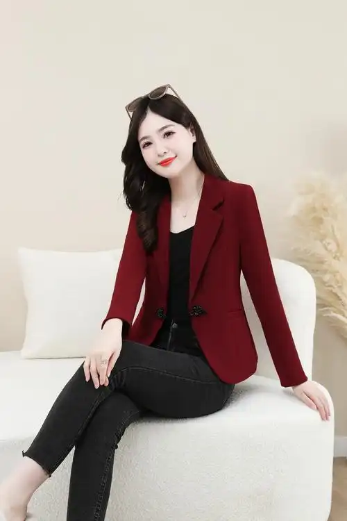 官图2024春秋新款时尚高级感西装外套女小个子休闲韩版西服上衣 - 17