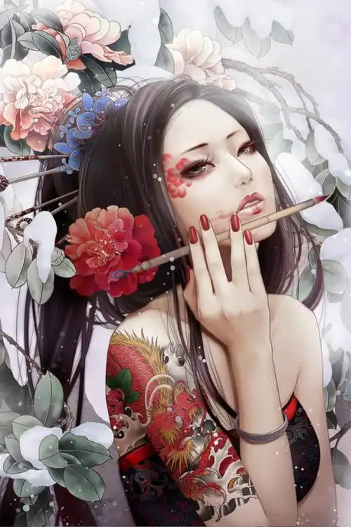 古风女子脸一半清纯一半妖孽的图