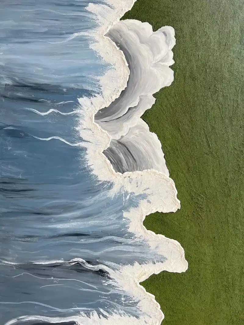 手绘海浪肌里装饰画/超大幅.#艺术装饰画 #创意礼物定制 # - 抖音